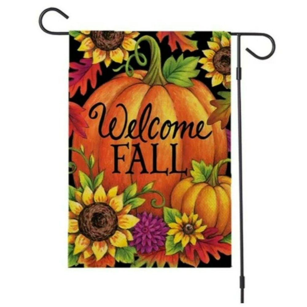 Home Outdoor Indoor Pumpkin Welcome Fall Door Thanksgiving Day Garden Flag Decor